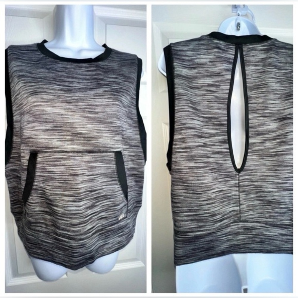 Victoria Secret VSX Sport Womens Small Black Gray Cut Out Active Tank Top S